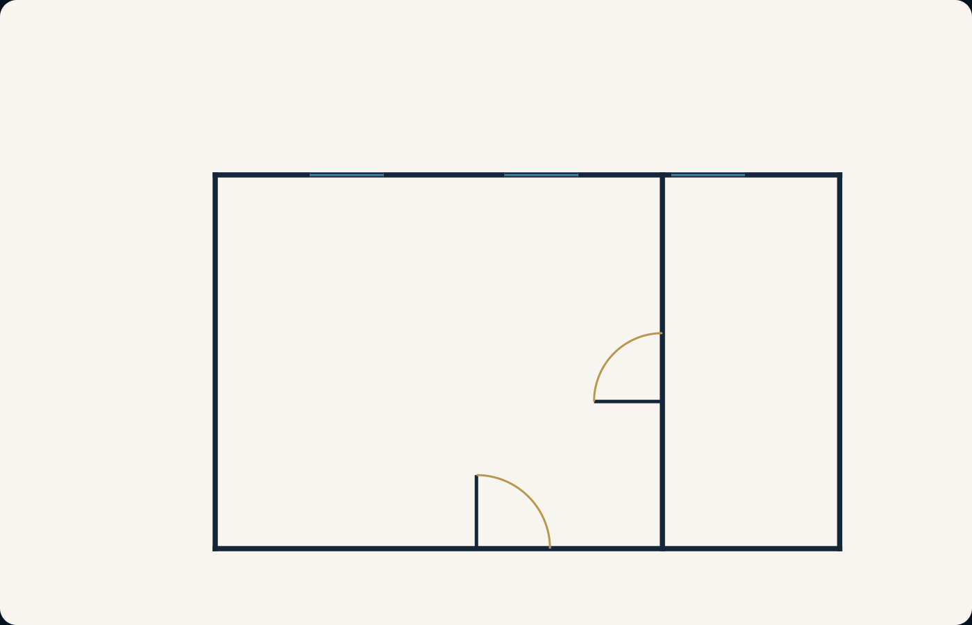 Editable Metis room — every wall, door and window is a real object